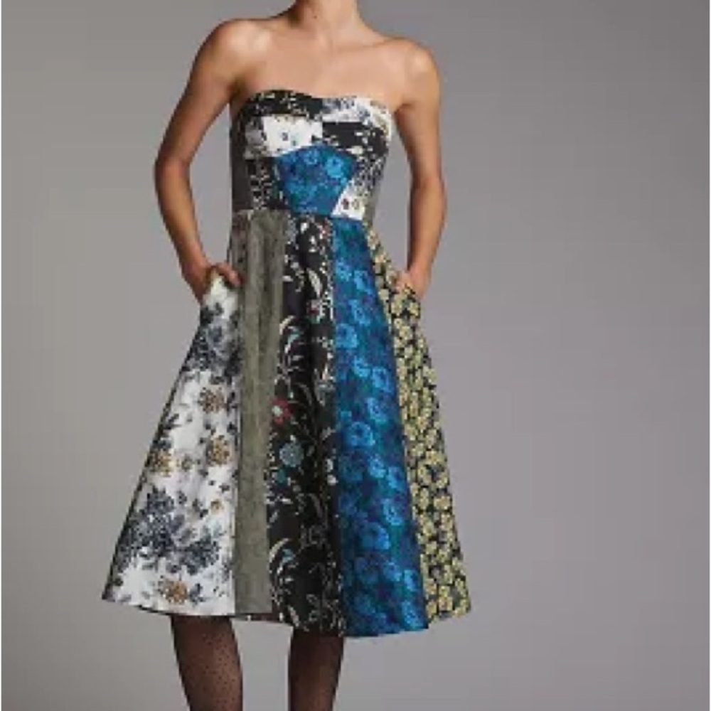 Floral Sweetheart Midi Dress Anthropologie NWT Size 8. Missing clip!